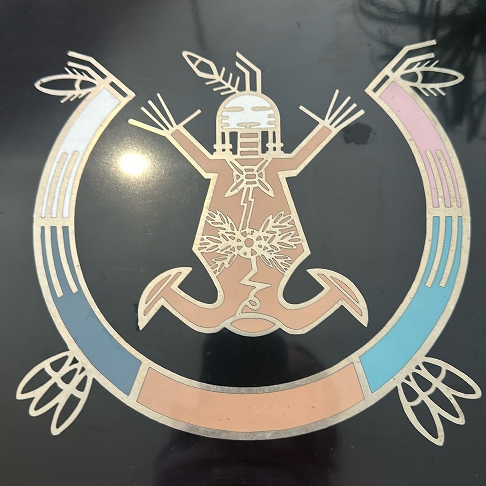 Vintage Couroc of Monterey Hopi Sun Kachina Tray | Southwest Inlay | EUC